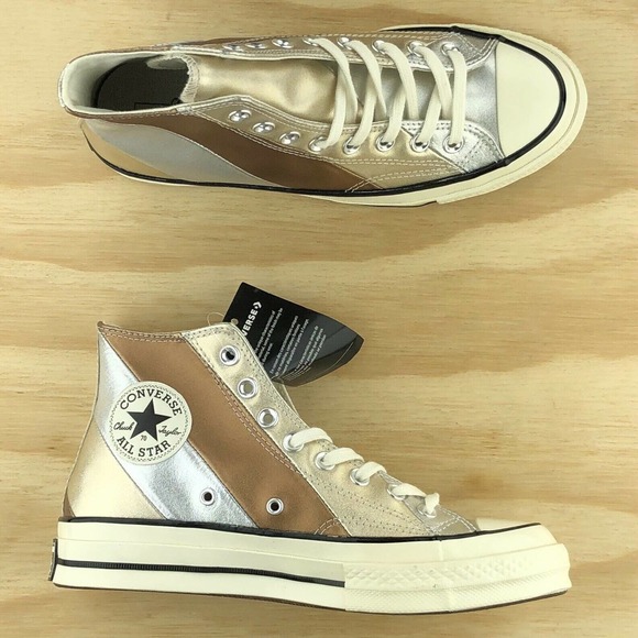 Converse Chuck Taylor 70 Hi Metallic Leather Shoes - Picture 3 of 9